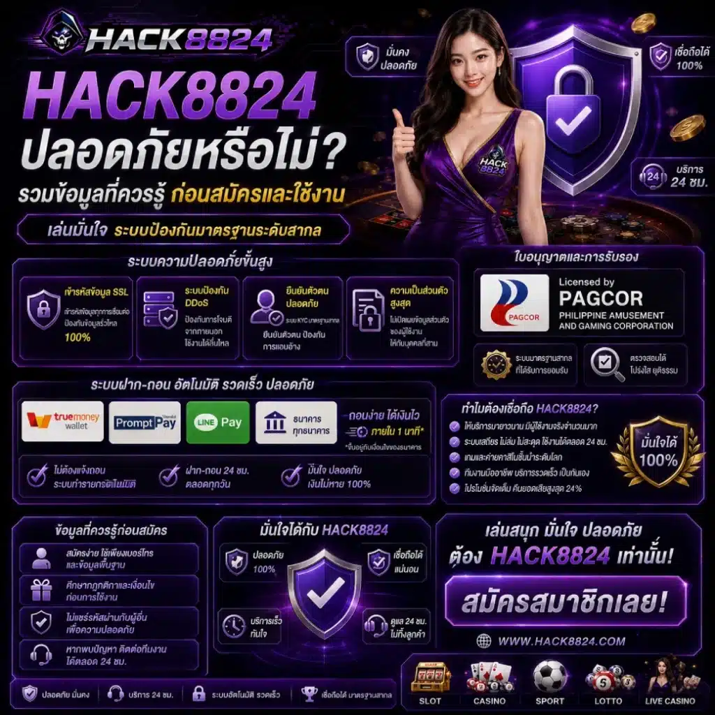 HACK8824 ปลอดภัยหรือไม่_ รวมข้อมูลที่ควรรู้ก่อนสมัครและใช้งาน
