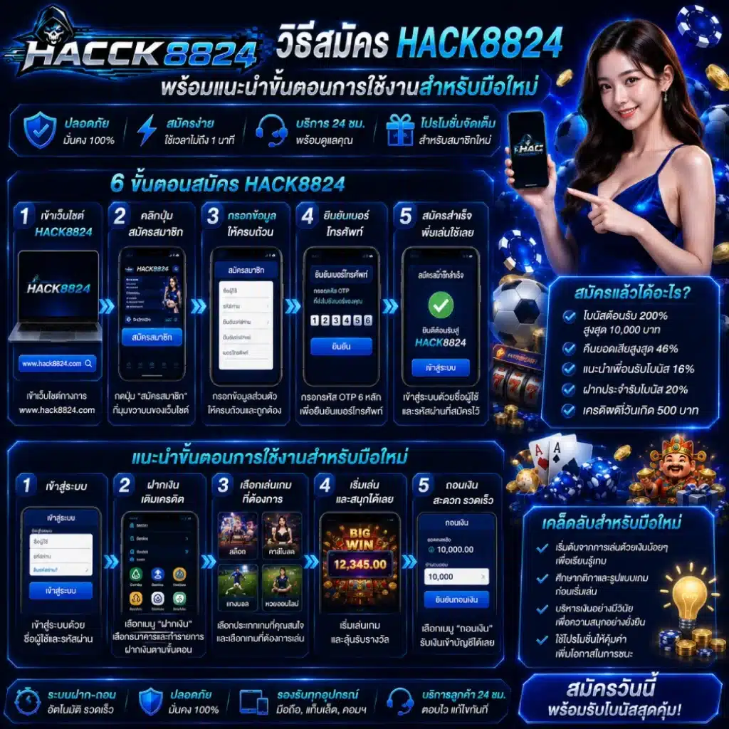 วิธีสมัคร HACK8824 พร้อมแนะนำขั้นตอนการใช้งานสำหรับมือใหม่